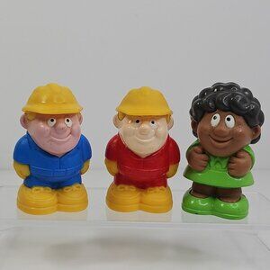 Vintage Tonka 3” Rubber Construction Boy & Green Woman Toy Figures 3pcs Vintage